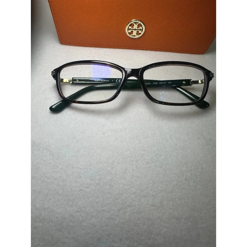 Tory Burch TY2101 Tortoise‎ Green Eyeglasses Frames with Orange Saffiano Case